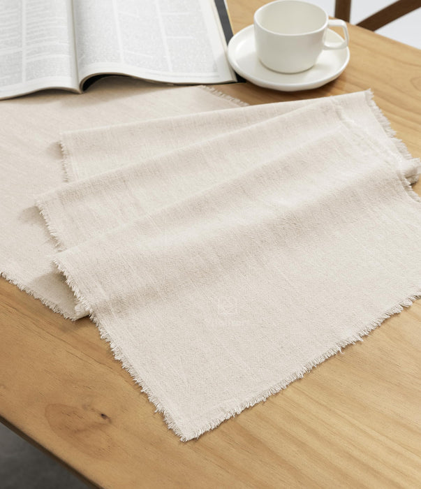 Vitalizart Beige Table Runner 14 x 90 Inches Long Slub Texture Cotton Linen Table Runner for Rustic Home Decorations Dining Room Wedding Decor Reception Bridal Shower Thanksgiving Christmas