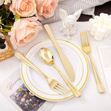 Supernal 360pcs Gold Plastic Silverware Heavy Duty,Gold Silverware Disposable, Plastic Silverware Sets for Parties with 120 Gold Plastic Forks,120 Disposable Knives and 120 Disposable Spoons