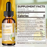 VitalOrganic Sea Moss Liquid Drops, 4 in 1 Irish Sea Moss & Black Seed Oil & Burdock Root & Bladderwrack Supplement for Immune System & Energy, 2 Fl Oz (Pineapple Flavor)