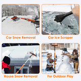 AstroAI 62.4" Ice Scraper and Extendable Snow Brush for Car Windshield with Foam Grip and 360° Pivoting Brush Head for Christmas Car Auto Truck SUV(Orange)