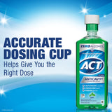 ACT Anticavity Zero Alcohol Fluoride Mouthwash 18 fl. oz., With Accurate Dosing Cup, Mint