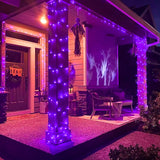 JMEXSUSS 100 LED Purple Lights for Halloween, 8 Modes Purple String Lights Indoor, 33ft Purple Christmas Lights Outdoor Waterproof for Christmas, Fireplace, Party, Tree, Garden