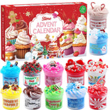 Slime Advent Calendar 2024 - Christmas Countdown Calendars 24 Days of Surprises with Different Texture Fluffy Slime Kit Funny Gifts Toy for Toddler Kids Teens Girls 4 5 6 7 8 9 10 11 12 Year Old