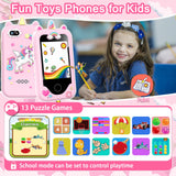 Kids Smart Phone for Girls Toys, Gifts for 3-10 Year Old Girl Boy Christmas Birthday Kids Toys, 2.8" Touchscreen Toddler Learning Cell Toy Phone with Dual Camera, Game, Music Player, 8G SD Card (Pink)