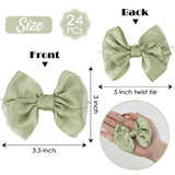 AIMUDI Sage Green Satin Ribbon Twist Tie Bows for Treat Bags 3.5" Sage Bows for Crafts Small Bows for Wedding Decor Premade Bows for Cake Pops Candy Apple Bridal Shower Favors Baby Shower -24 Counts