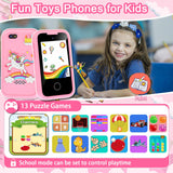 Kids Smart Phone Toys for Girls, Christmas Birthday Gifts for 3-10 Year Old Girl Boy Kids Toys, 2.8" Touchscreen Toddler Learning Cell Toy Phone with Dual Camera, Game, Music Player, 8G SD Card (Pink)