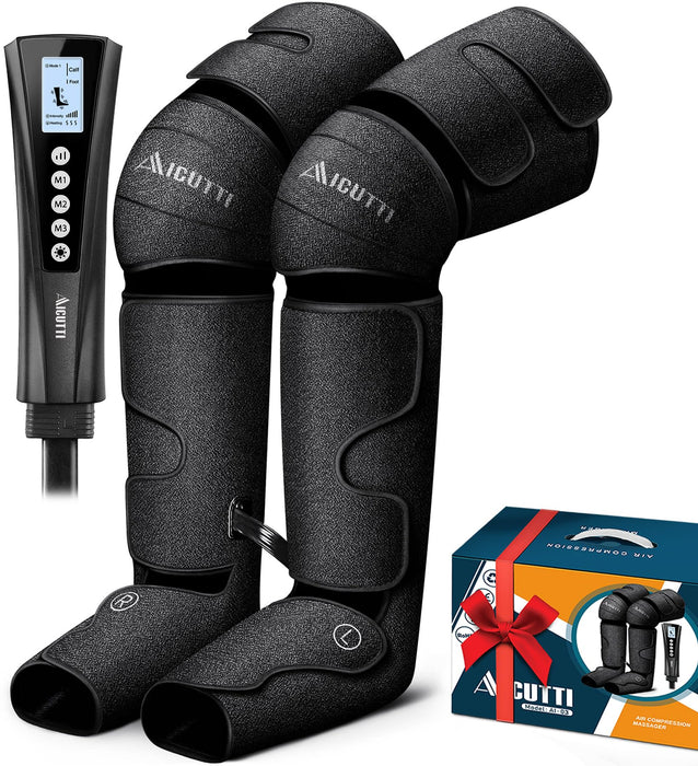 Air Compression Massager with Heat, Gifts for Mom, Dad, Women, Men, Mothers Day, Father Day, Christmas, Birthday, Foot Leg Massager Help for Vericose Veins, Muscle Fatigue, Cramps, Swelling and Edema