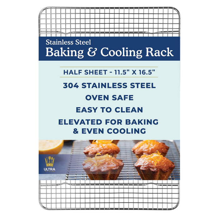 Ultra Cuisine Heavy Duty Cooling Rack for Cooking and Baking - Professional Grade Premium100% Stainless Steel Baking Rack & Wire Cooling Mesh for Roasting & Grilling - Dishwasher Safe - 11.5" x 16.5"