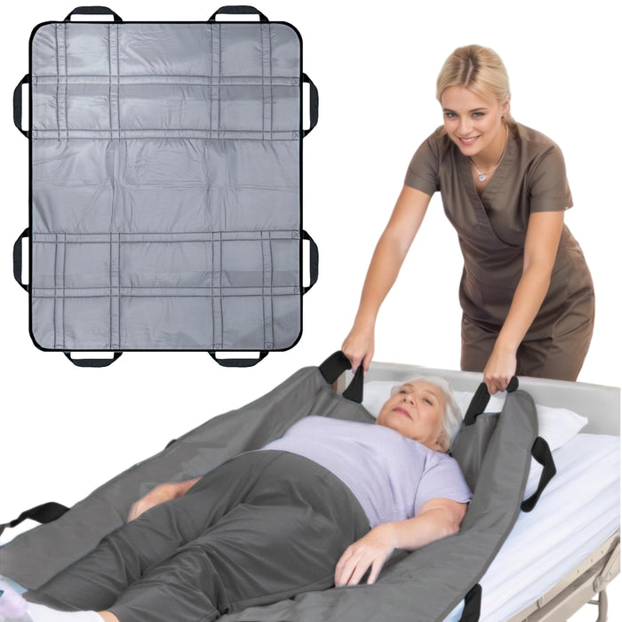 NurtureCare Upgrade 3-Layer Comfort Positioning Bed Pad, 48" x 40", with Reinforced Handles Washable Waterproof Transfer Board for Turning, Inconvenience Care Transfer Sheet (Mist Gray)