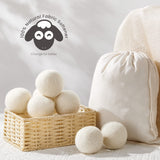 46 Pcs Wool Dryer Balls Set Reusable Wool Balls with Muslin Bags Fabric Softener Ball Wool Laundry Balls Anti Wrinkle Anti Static Saving Energy and Time