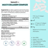 Collagen Pills for Women & Men (Types I, II, III, V & X) - Hydrolyzed Multi Collagen Pills - Collagen Peptides Capsules for Hair, Skin, Nails, Joints & Bones - Bioactive Complex Supplement - BeautiBe