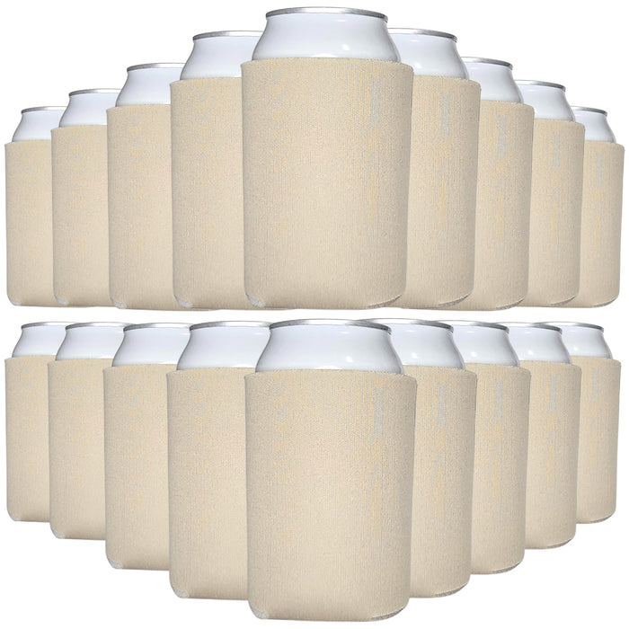 TahoeBay Blank Can Cooler Sleeves in Bulk, 12 oz, 25-Pack, Champagne Beige