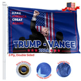 Trump 2024 Flag, Trump Vance 2024 Flag, 3x5 FT, 3-Ply Double-Sided, Fade-Resistant, UV-protected, Durable Heavy Duty Knitted Polyester Banner for Indoor and Outdoor with 2 Brass Grommets, Shooting Flag (Fight Flag)