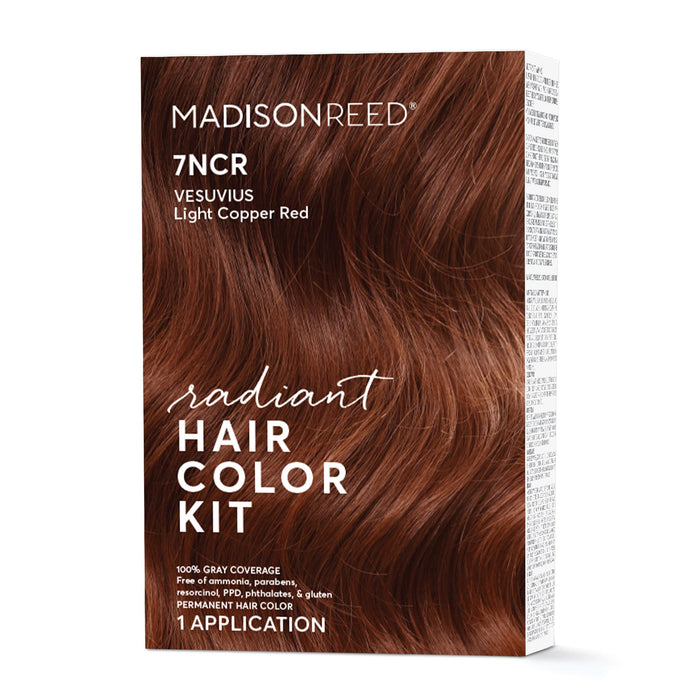 Madison Reed Radiant Hair Color Kit, Light Copper Red for 100% Gray Coverage, Ammonia-Free, 7NCR Vesuvius Red, Permanent Hair Dye, Pack of 1