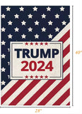 WENWELL Large Donald Trump 2024 House Garden Flags 28 x 40 Inch,Make America Great Again Burlap Yard Sign Decorations,Trump is our President Banners for Outdoor Double Sided