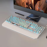 MageGee Typewriter Mechanical Gaming Keyboard, Retro Punk Round Keycap LED Backlit USB Wired Keyboards for Game and Office, for Windows Laptop PC Mac - Blue Switches/White