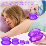 Geiserailie 16 Pcs 4 Sizes Cupping Therapy Set Silicone Cupping Massage Cups Professional Chinese Cupping Therapy Cup Vacuum for Cellulite Reduction Body Myofascial Muscle Nerve (Purple)