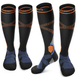 CAMBIVO Compression Socks for Women and Men - 2 Pairs 15-20 mmHg Knee-High Support Stockings for Nurses, Running, Travel