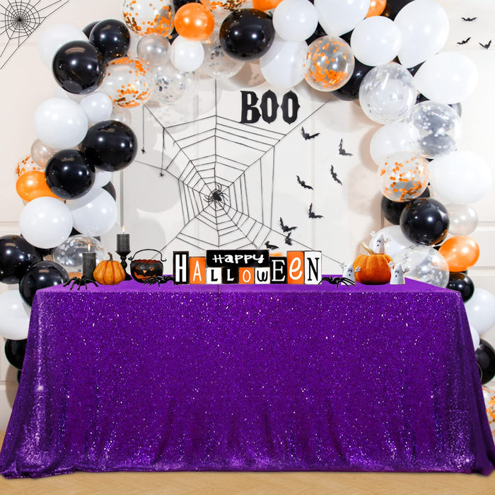 Sparkly Purple Sequin Tablecloth Mermaid Tablecloth Halloween Glitter Table Overlay Bridal Shower Decorations Christmas Rectangular Tablecloths 50x80 Inch