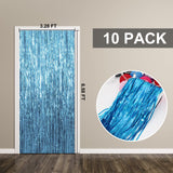 10 Pack Foil Curtain Backdrop Blue Metallic Tinsel Foil Fringe Curtains Photo Booth Props for Birthday Wedding Engagement Baby Shower Bachelorette Christmas Holiday Celebration Party Decorations