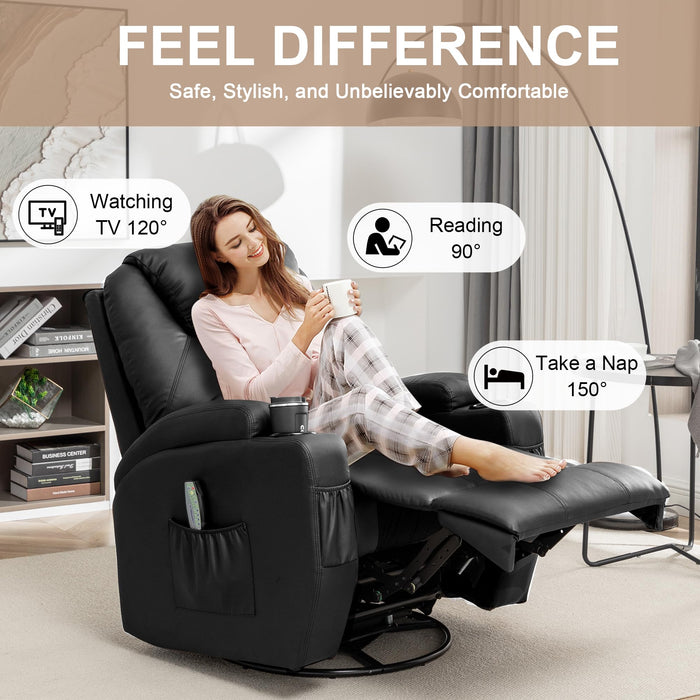 Korser Power Lift Recliner Chair for Elderly and Adults, Electric Recliner with Massage and Heating, Reclining Chair with Remote Control and Cup Holder, Faux Leather Reclining Sofa Chair