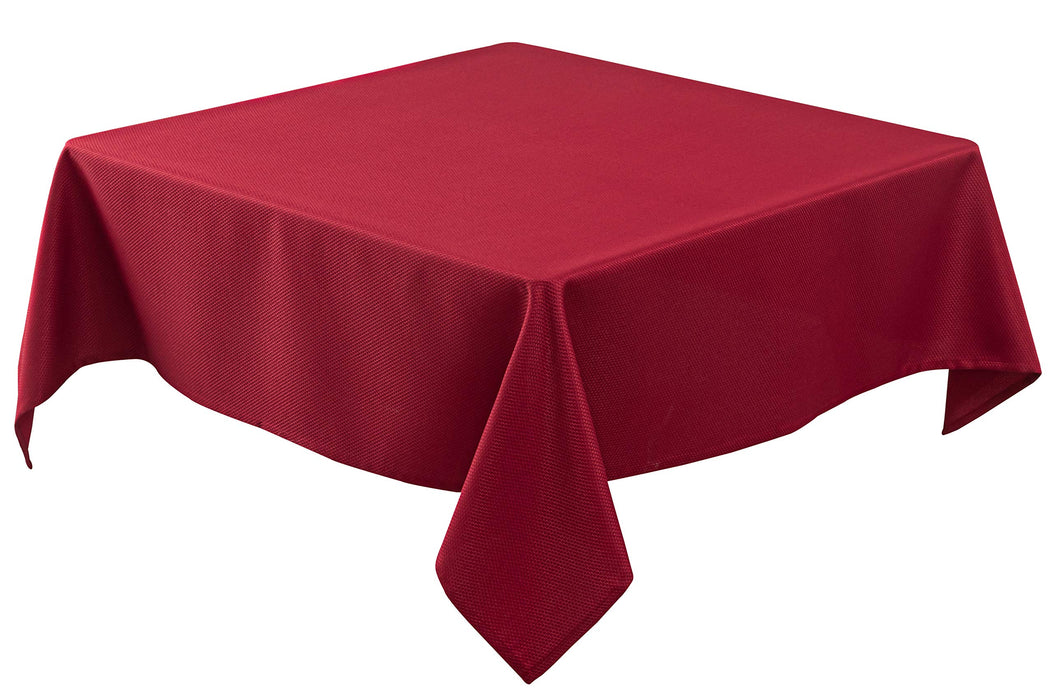 Biscaynebay Textured Fabric Christmas Square Table Cloth 70x70 Inch, Red Water Resistant Spill Proof Tablecloths for Dining, Kitchen, Wedding and Parties, Machine Washable