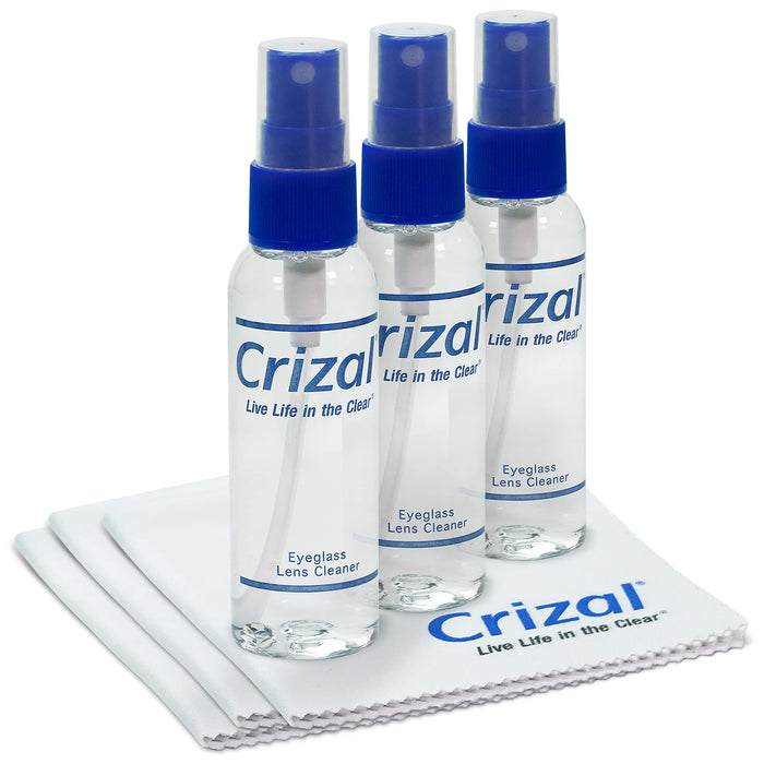 Crizal Eyeglass Lens Cleaner Kit, 1 Doctor Recommended for Anti Reflective Lenses and Coating, 2oz Crizal Spray w/Crizal Microfiber Cloth, 3pk