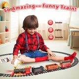 Hot Bee Train Set - Christmas Tree Train Toys for Boys with Smokes, Lights and Sound, Toy Train Set for Under Christmas Tree, Toddler Model Trains for 3 4 5 6 7 8+ Years Old Kids Christmas Toys Gifts