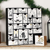 Juegoal Black Advent Calendar, 11.8 Inch Christmas Wooden Advent Calendar with 25 Large Drawers, Christmas Countdown Calendar 2024, Premium Wood Hand Painted Refillable Advent Cute Holiday Decoration