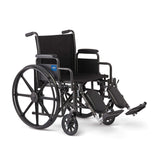 Medline Comfortable Folding Wheelchair with Swing-Back, Desk-Length Arms and Elevating Footrests, 16”W x 16”D Seat