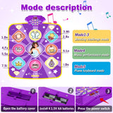 Dance Mat Toys for Kids, Purple Princess Electronic Dance Pad Game with 5 Gaming Modes, Dance Toys with LED Lights, Built-in Music, Ideas Christmas Birthday Gifts for 5+ Year Old Toddler Girls