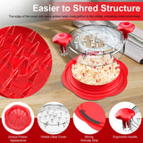 SURETIVIAN Chicken Shredder Large Chicken Breast Shredder Tool Twist with Brush&Fork, Visible Meat Shredder Machine, Anti-Slip Strip, Ergonomic Handle, BPA Free, Suitable for Pork Beef Chicken(Red)