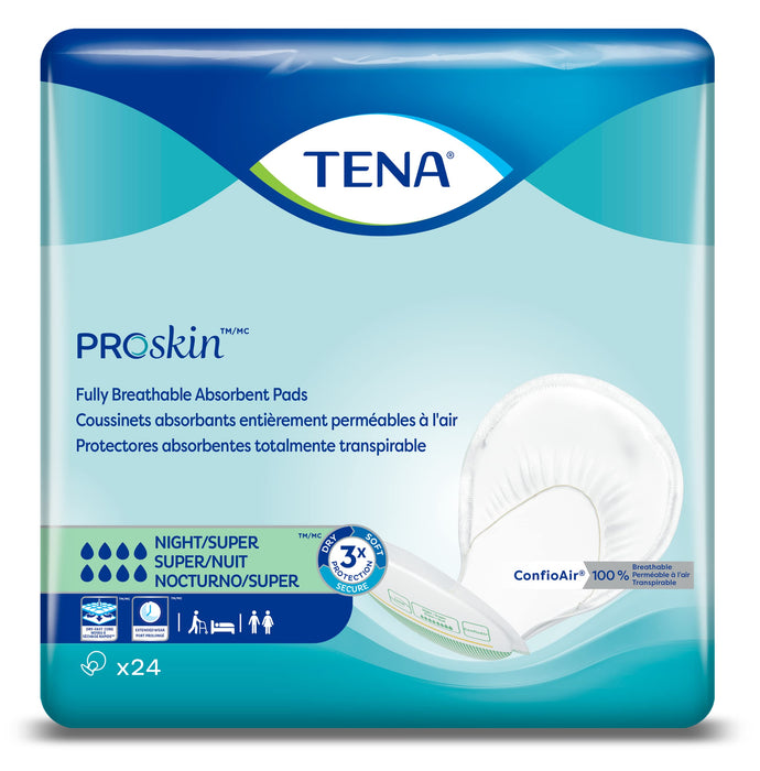 TENA ProSkin Night Super Absorbent Pads with Adjustable Tabs, Night Super Absorbency Adult Diapers, (48 Total - 2 Pack)