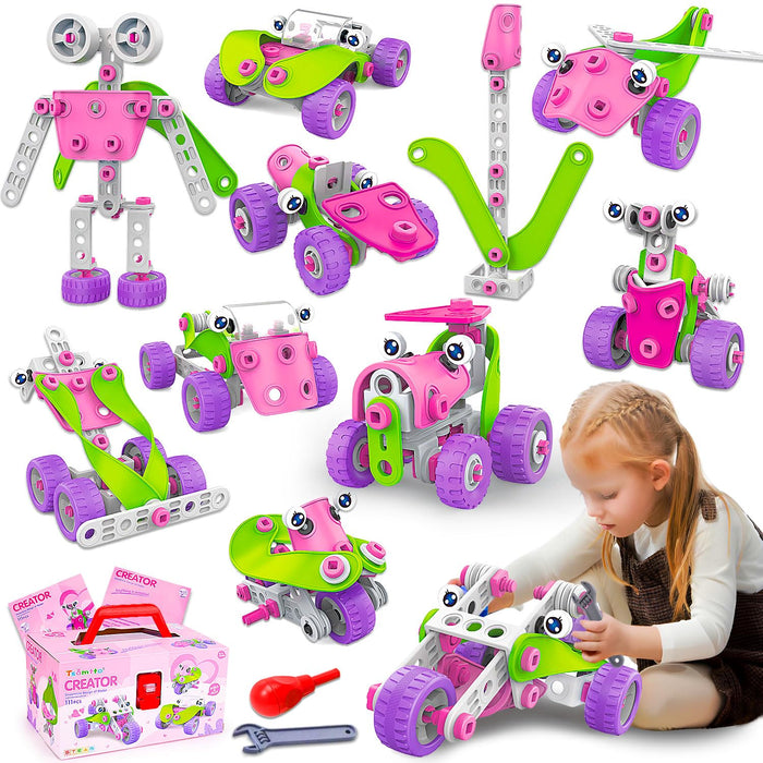 STEM Toys for 4 5 6 7 8+ Year Old Girl Birthday Gifts Pink Educational Building Toys for Kids Ages 4-8 5-7 8-10 Stem Activities Construction Toy for Girls 4-6 6-8 Creative Games Christmas Idea Gift