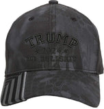 Trump 2024 1Color No Bullshit Embroidered Structured Adjustable One Size Fits All US Flag on Bill Hat (Kryptek Black)