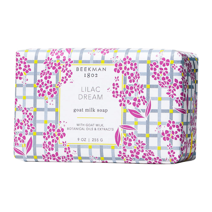 Beekman 1802 Lilac Dream Goat Milk Soap - 9 oz - Scented - Cleanses, Nourishes & Hydrates - With 100% Vegetable Base & Botanical Oils - Triple Milled - Good for Sensitive Skin - Cruelty Free