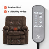 MCombo Small Dual Motor Power Lift Recliner Chair Sofa with Massage and Heat for Elderly People, Infinite Position, USB Ports, Fabric R7894 (Coffee, Small-Wide)