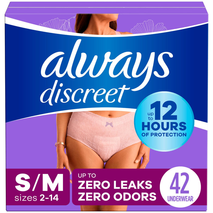 Always Discreet Incontinence Underwear for Women Maximum Absorbency, S/M, 42 Count (Packaging May Vary)