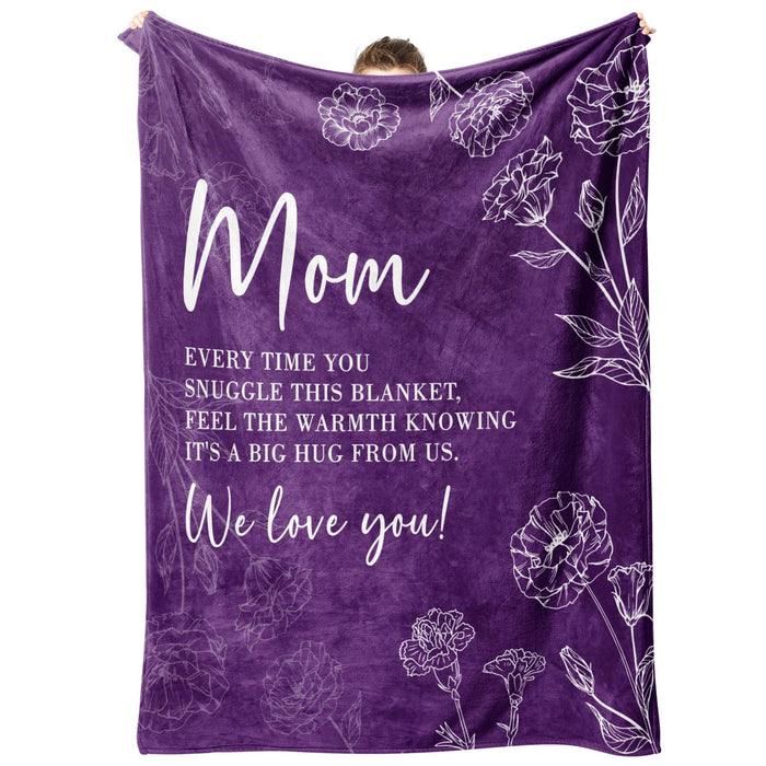 GiltGlimmer Mom Birthday Gifts, Mom Floral Blanket Purple, 60" x 50"