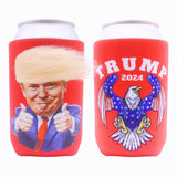 PEILINIX 2PCS Trump 2024 Can Koozies, Funny Soda Pop Beer Cozy, American Flag Eagle Can Cooler Sleeve for Supporter