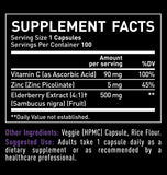 Zeal Naturals Max Strength Elderberry Capsules + Zinc + Vitamin C | 500mg for Immune System Support with Black Sambucus Elderberry | 100 Count | 3-in-1 Immune Support for Adults