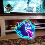 King Boo Neon Sign Ghost Led Neon Light with Dimmable switch Gaming Neon Sign for Kids Game Room Man Cave Birthday Halloween Decor Christmas Gift