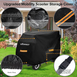 Upgraded Mobility Scooter Storage Cover,SRIMMIT Heavy Duty 420D Oxford Fabric Electric Scooter Cover, Waterproof,Anti-UV,Durable with Waterproof Strip,Reflective Strips,3 Buckles(L49"x 23"x 39"）