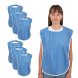 Elaine Karen 6 Pack Premium Adult Bibs for Women & Men, Eating Cloth for Elderly Seniors and Disabled, Adjustable, Terry Bib Clothing Protectors, Machine Washable, Blue