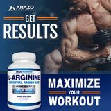 Arazo Nutrition Premium L Arginine - 1340mg Nitric Oxide Booster with L-Citrulline & Essential Amino Acids for Muscle Gain and Energy - Powerful NO Booster to Train Longer & Harder – 60 Capsules
