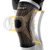 JIUFENTIAN Copper Knee Braces for Knee Pain for Men and Women with Side Stabilizers - Knee Support Compression Knee Sleeve for Knee Pain,Arthritis Pain and Support-Running Knee Brace-Single(Large)