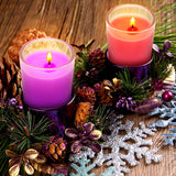 20 Packs Advent Candles with Clear Glass Holder, 15 Purple and 5 Pink Votive Candles, Unscented Seasonal Celebration Candles for Christmas Table Decoration