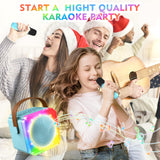 BAYSING Karaoke Machine for Kids, Portable Bluetooth Speaker with 2 Wireless Microphones, Mini Karaoke Machine with LED Light, Ideal Christmas, Birthday Toys Gift for 4, 5, 6, 7, 8, 9 Years Girl, Boy