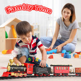 Hot Bee Train Set - Christmas Tree Train Toys for Boys with Smokes, Lights and Sound, Toy Train Set for Under Christmas Tree, Toddler Model Trains for 3 4 5 6 7 8+ Years Old Kids Christmas Toys Gifts