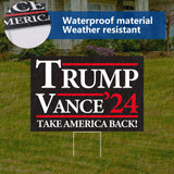 Probsin Trump Vance 2024 Yard Sign Double Sided 16" x 24" Trump Vance'24 Take America Back MAGA Signs Voted for Trump Vance Outdoor Decorations for Lawn, Garden, Window, Party Supplies (Black)